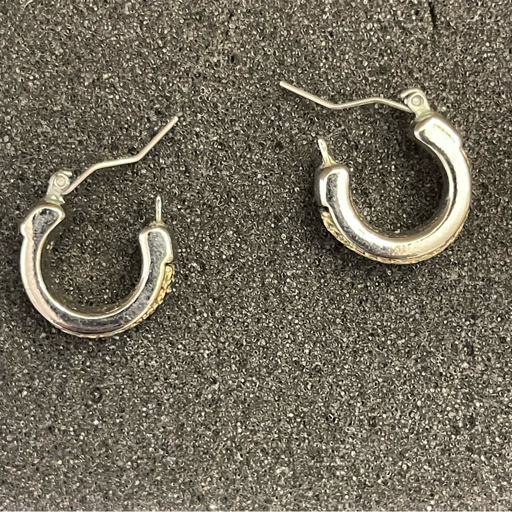 Small Silver And Gold Earrings - Picture 4 of 5